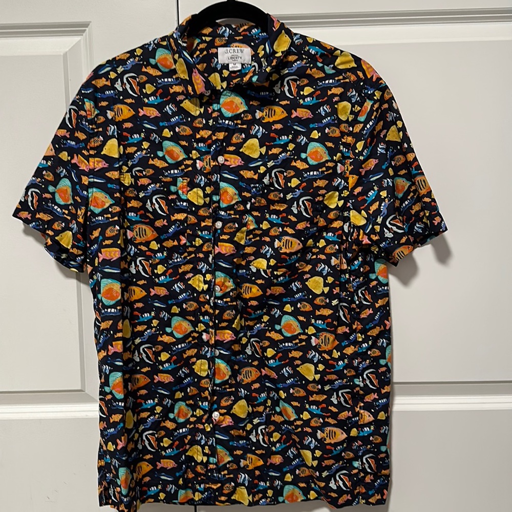 J. Crew Short-sleeve camp-collar shirt in Liberty® print BE384 size medium